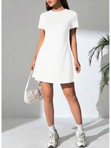 Vestido Corto De Mujer Comodo y Sexy Ligero y De Calidad Colores Solidos - Blanco - Ver 2