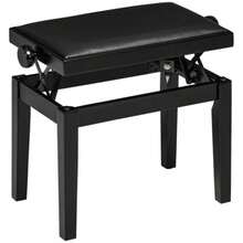 Piano Stool, Height-Adjustable Piano Bench With Leather Cushion, Imitation Leather, Rubberwood, Black, 63 X 33 X 45-56 Cm, Ideal For Pianists - Black - View 1