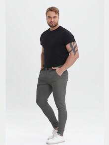 ALLELMS Men's Slim Fit Wrinkle-Resistant Stretch Cotton Twill Dress Pants - Dark Grey - View 5