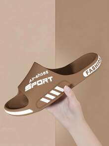 Sandalias neutras y casuales, suaves y cómodas, con diseño estampado con letras. Zapatos sin cordones de moda para hombre. Material: diseño con puntera abierta, suela suave, transpirable y cómoda. Estilo casual negro para el día a día, adecuado tanto para uso en interiores como en exteriores. Un artículo imprescindible para viajar. - Marrón - Ver 6