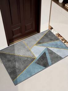 1pc Outdoor Anti-Slip Mat, Geometric Print Indoor Carpet, Bathroom Mat, Kitchen Mat, Decorative Carpet, Soft & Comfortable Multi-Purpose Carpet, Machine Washable For Kitchen, Indoor, Outdoor, Entrance, Bedroom, Home Decor - Grey - View 2