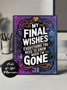 我的遗愿：我离世后您需要知道的一切——螺旋装订的预先规划和遗嘱汇编手册，耐用纸张，紫金色封面——葬礼安排、继承人规划、成人遗产管理手册、近期逝世指南、临终关怀规划、励志日记、长期记事本、长期记录、纪念文件、成人规划 - 方形 - 查看 2