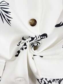 Áo blazer nữ dáng suông, nhẹ, không tay, cài cúc đơn, in họa tiết, thích hợp mặc đi làm và công sở. - trắng - Xem 7