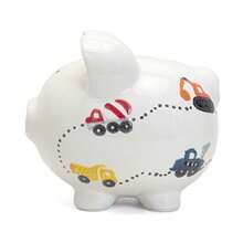 Hucha de Cerámica para Ahorro en Forma de Casa Temática de Acampada Regalo Decorativo para Niños y Adultos-B029 - Camiones de construcción de casco duro - Ver 4