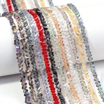 1pc Colorful Triangle Crystal Beads, 4mm Irregular Transparent Glass Beads, Suitable For Bracelet, Necklace, Earrings Jewelry Making, Approx 110-120pcs