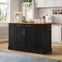 Mobile Storage Islands - Black+Natural + MDF + European - View 5