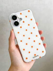 Fashionable Phone Case, Minimalist & Cute Black And White Polka Dot Pattern, Compatible With IPhone 11 To 17 Series Including Pro Max - Orange - View 2