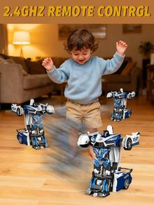 1pc Remote Control Transforming Car, Transforming Robot Toy With Remote Controller, 360° Drifting, Dynamic Lighting, Plastic Material, Button Control, Battery Powered, Suitable As Cool Christmas And Halloween Gift. 2.4Ghz Remote Control Car, One-Key Auto Transformation Robot, With Lights LED Lighting, One-Key Transformation And 360° Rotation Drift, Transforming Toy For Children 5-6-7-9+ Years Old Boys/Girls, A Birthday Surprise Gift And Christmas Gift - Multicolor - View 11