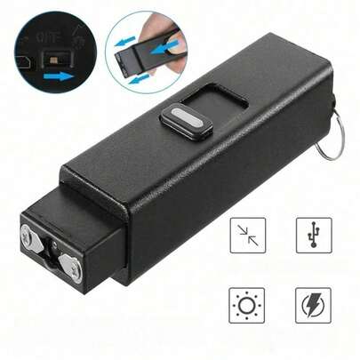 1pc Black 8.6*2.5*1.6 Cm Mini Portable Arc Light, Compact Reusable Flashlight