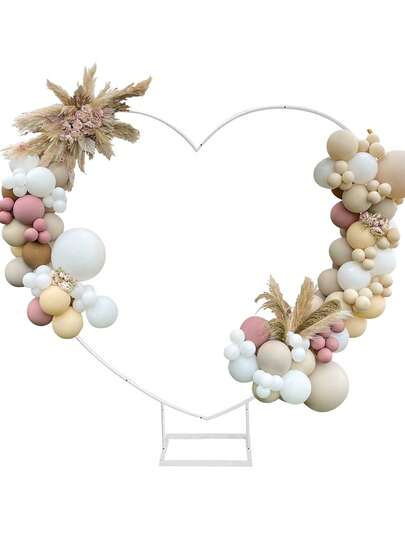 2m Metal Balloon Arch Kit, Wedding Heart Shaped Arch Stand, Love Balloon Column Arch Frame, Suitable For Wedding, Bridal Shower, Valentine's Day, Engagement, Birthday Party Decor, Proposal Scene, Anniversary Celebration, Baby Shower Decoration (Gold)