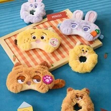 Miniso Disney Zootopia Series Judy/Clawhauser/Nick 3D Eye Mask & Hair Tie Set, 3D Facial Feature Design, Light Blocking For Sleep, Hair Styling & Girl-Style Gift(1 PC) - Multicolor - View 1