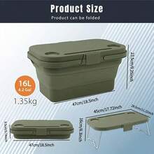 1 pieza Cesta de picnic para exteriores, caja de almacenamiento plegable multifuncional: diseño portátil de gran capacidad + tapa a prueba de polvo, organizador de aperitivos/frutas, cesta de utilidad portátil para el hogar y exteriores, cubo de pesca plegable gris, cubo de trapeador plegable multifuncional | Cubo de almacenamiento | Cubo de pesca | Para exteriores, diseño compacto adecuado para el hogar y el camping, accesorio de mesa de picnic - Multicolor - Ver 9