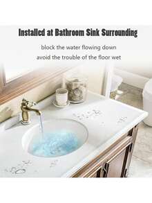 Collapsible Threshold Water Dam Self-Adhesive Shower Barrier Bathroom And Kitchen Stopper, Home Retention System, Waterproof Flow Block Seal Strip Gray 1M - Multicolor - View 4