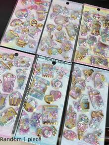 Cute Gold Border Shiny Candy Rocking Stickers For Children's Exchange Stickers - Multicolor - View 8