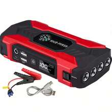 12V Portable Car Battery Jump Starter, Power Bank - Charges Phones, Recharges Car Batteries, With Emergency LED Light And Compass - Multicolor - View 10