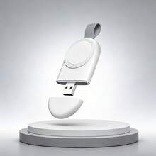 1pc USB Magnetic Charger, Portable Magnetic Wireless Charger, Watch Wireless Charger Adapter, High-Efficiency Fast Charging, Compatible With IWatch Series Ultra/9/8/7/6/SE/SE2/5/4/3/2/1, Plug And Play Magnetic Charging - White - View 1