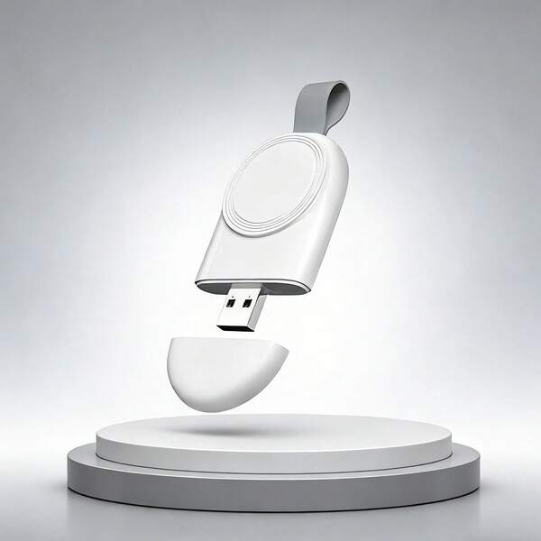 1 pieza Cargador magnético USB, Cargador inalámbrico magnético portátil, Adaptador de carga inalámbrica para reloj, Carga rápida de alta eficiencia, Compatible con IWatch Series Ultra/9/8/7/6/SE/SE2/5/4/3/2/1, Enchufar y usar carga magnética