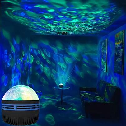 USB Plug-And-Play Water Wave Projection Lamp With Remote Control, Multi-Color Lighting, Suitable For Living Room, Bedroom And Holiday Decoration