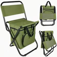 1pc Portable Folding Fishing Chair With Cooler Bag - Lightweight Outdoor Stool, Compact Foldable Design, Suitable For Fishing, Hunting, Beach, Camping, With Portability And Beverage Storage Function - Multicolor - View 4