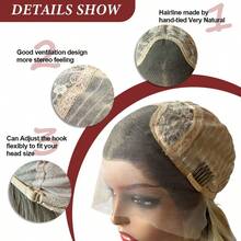 高品质 13x4 渐变棕色和金色合成丝刘海假发，短直发，无缝婴儿发，预剪裁款式 - 彩色 - 查看 10