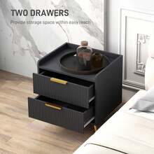 Bedside Table, Bedside Cabinet With 2 Drawers, Side End Table With Metal Legs For Bedroom Living Room - White - View 6