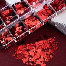 Valentine's Day Heart Glitter For Epoxy Resin Filling Holographic Red Sequins Mixed Heart Shape Paillettes DIY Keychain Pendant Handcraft Materials Mould Filler Material, DIY Crafts, Valentine's Crafts, Jewelry Casting Supplies - Red - View 8