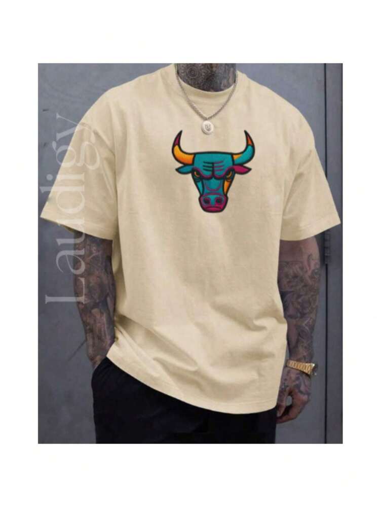 Men's Taurus Green Basic Cotton T-Shirt - Khaki - View 1