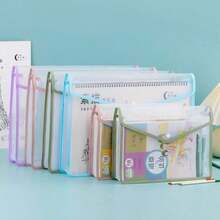 A4 3D Transparent File Bag With Snap Button For Textbook And Exam Paper Storage, A3 Large Capacity Student Tutoring Art Bag, Waterproof Document Bag - Single Piece - View 8