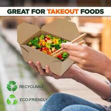 50/30/10个装 48盎司外卖盒，牛皮纸一次性午餐盒，食品容器，可微波炉加热，防漏防油，适用于餐厅、餐饮服务、野餐和派对 - 彩色 - 查看 5