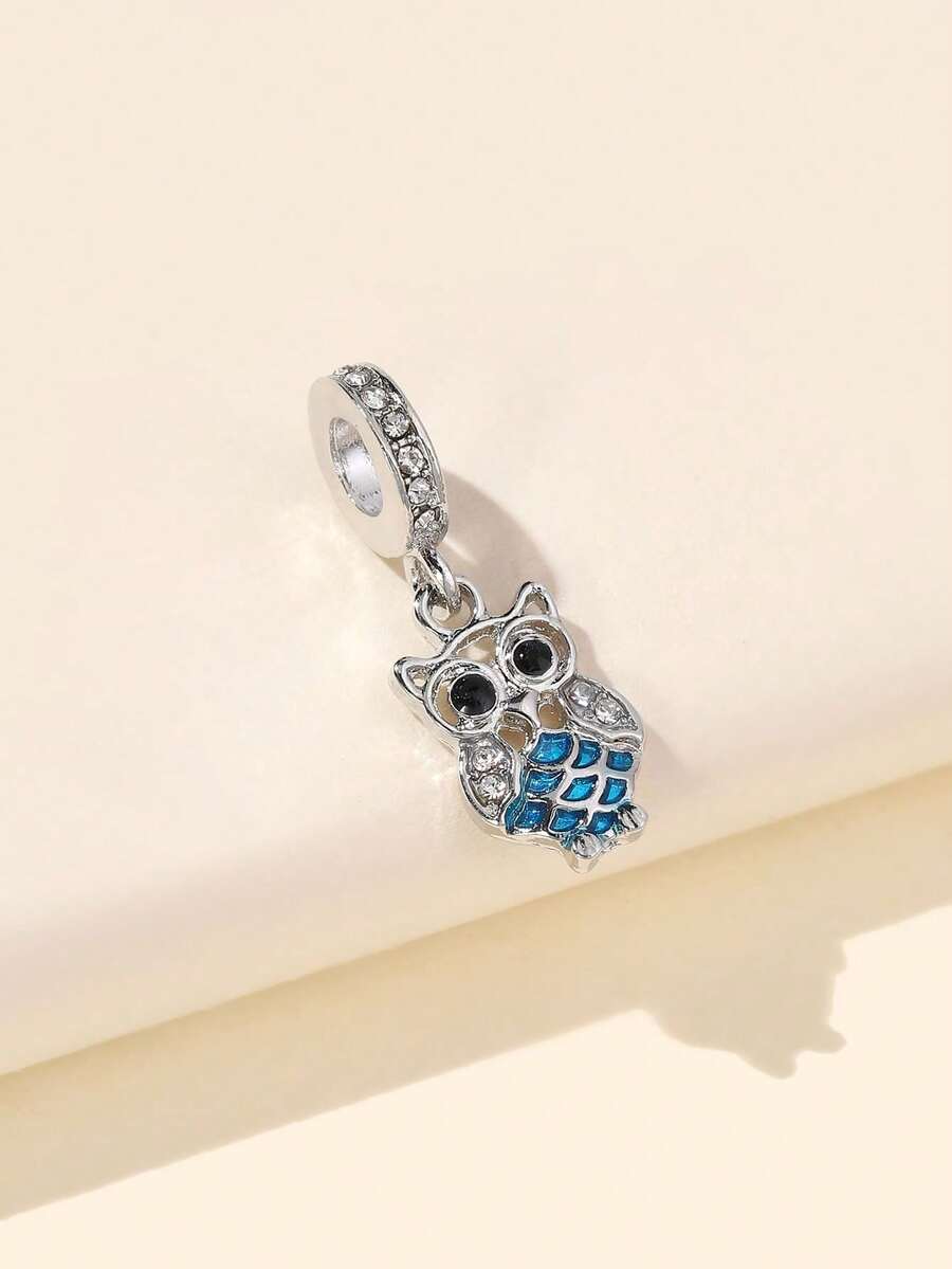 1pc Rhinestone Decor Owl Shaped Pendant - Multicolor - View 1