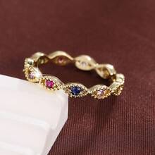 1pc Minimalist Figure 8 Shape Design Cubic Zirconia Inlaid Women Fashion Ring - Multicolor - View 9