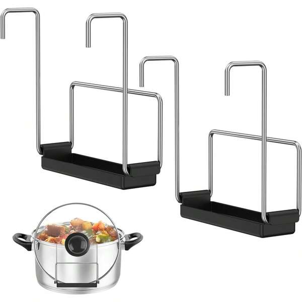 Soporte para tapa de olla de cocción lenta - Organizador de tapa de olla resistente con base antideslizante, estante de almacenamiento para encimera o fregadero que ahorra espacio, compatible con la mayoría de las ollas de cocción lenta, organizador de cocina fácil de limpiar para uso con una sola mano (gris/negro) - Ideal para cocinas domésticas y comerciales, diseño elegante, construcción, hogares ocupados