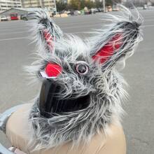 1pc Plush Helmet Cover, 3D Cartoon Rabbit Design, Fits Full Face Helmet, Effectively Protects Helmet, Suitable For Cycling - Grey - View 7