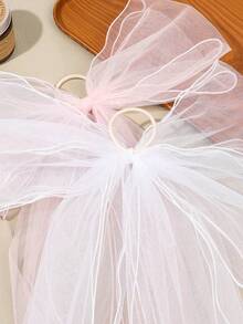 1件套新娘婚纱头纱，大蝴蝶结设计发带，适用于婚礼、摄影、登记、孕妇摄影 - 彩色 - 查看 2