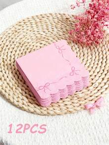 30pcs 13"X13" Party Disposable Napkins With Butterfly Lace Edge - Elegant Fan-Shaped Design, Paper Material, Sweet Girly Style Suitable For Birthday Party, Afternoon Tea, Girls' Gathering And Daily Use - Multicolor - View 28