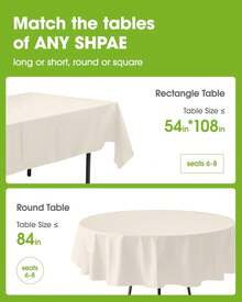 4/8/12 84 Inch Round Disposable Tablecloths, Thickened Waterproof PEVA Plastic Table Covers For Party, Wedding, Banquet & Daily Use - Ivory White - View 5