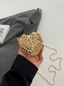 Luxury Rhinestone Embellished Handbag & Mini Cosmetic Box - Gold - View 9