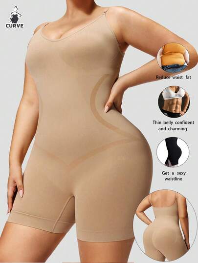 Plus Size Women Shapewear Camisole With Adjustable Straps, Tummy Control, Butt Lift, Seamless Shaping Camisole With Shorts
