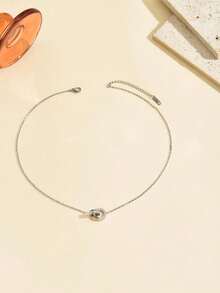 1 pieza Collar de acero de titanio con números romanos y diamantes de imitación, regalo de estudiante, apropiado para uso diario - Plateado - Ver 10