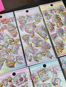 Cute Gold Border Shiny Candy Rocking Stickers For Children's Exchange Stickers - Multicolor - View 5