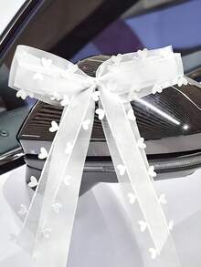 10/20pcs Heart Shaped Ribbon Bows | Wedding Party Backdrop Bouquet Car Decor Chiffon Bows | New Year Mother's Day Birthday Party Decor Gift Box Floral Decoration - White - View 1