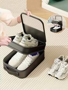 1pc Travel-Friendly Shoe Storage Bag, Large Capacity Fits 3 Pairs, Made Of Durable, Dust-Proof, Breathable Material With Ergonomic Handle, Available In Grey And Black - Multicolor - View 2
