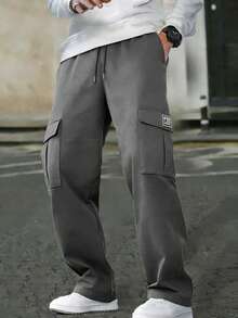 Men's Practical Cargo Pants, Suitable For Outdoor Travel. This Utility Pants Feature Multi-Pocket Design, Combining Campus Style. It's An Excellent Gift For Boyfriend Or Husband. - Grey - View 9