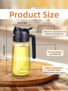 1pc Olive Oil Dispenser For Kitchen - 2 In 1 Olive Oil Dispenser And Oil Sprayer - Olive Oil Dispenser Bottle -2 In 1 Oil Dispenser & Oil Sprayer For Cooking - Oil Dispenser For Kitchen, Olive Oil Dispenser Bottle For Kitchen, Barbecue, Salad. Christmas Stuff. - 軍綠色 - 查看 2