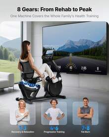 MERACH Recumbent Exercise Bikes For Home, Light Commercial High-End Recumbent Bike For Seniors Adults, Magnetic Recumbent Exercise Bike With Smart Bluetooth And Exclusive App, LCD, Heart Rate Handle - 黑色 - 查看 7
