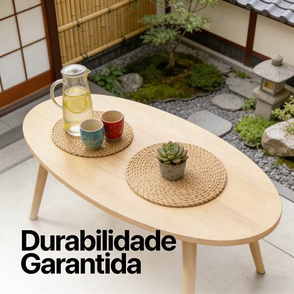 Small Coffee Table for Small Space, Low Table with Solid Wood Legs, Floor Table Desk for Sitting on The Floor, Japanese Coffee Table for Living Room, Tatami Tea Tables, Oval Coffee Tables, Brown