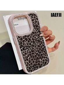 A Shiny Leopard Print Flip Case With Diamonds For IPhone 17promax/17air 16 Pro Max, 16, 15 Pro, 14, 14 Plus, 14 Pro Max, 13, 13 Pro, 12 Pro And 11 Pro Max Models. Designed To Resist Drops And Stains, This Soft Case Is Perfect For Men And Women With Elegant Diamond Trim. - 粉色 - 查看 12