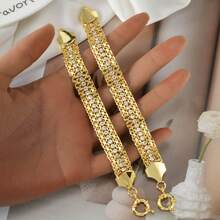 女士时尚水晶手链，适合作为情人节礼物 - 金色 - 查看 6