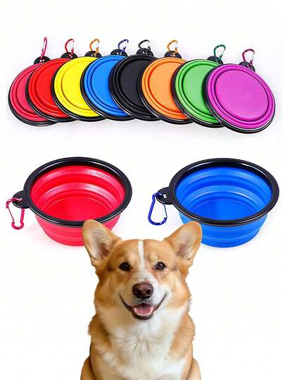 2pcs Foldable Pet Bowls, Outdoor Travel Portable Dog Cat Food Water Bowls, Collapsible Pet Feeding Bowls For Outdoor Walking, Traveling, Feeding