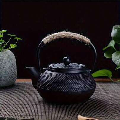 铸铁茶壶 - 适用于炉灶，可冲泡散装茶叶和茶包 - 厨房用品
